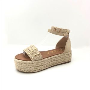 Woven Espadrille Wedge (Nude)